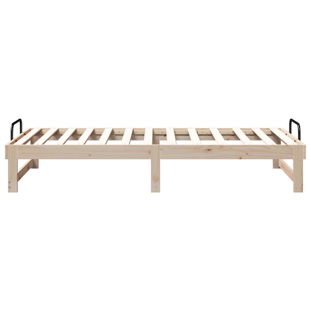 Brown Bed Frame 75 x 190 cm Solid Pine Wood