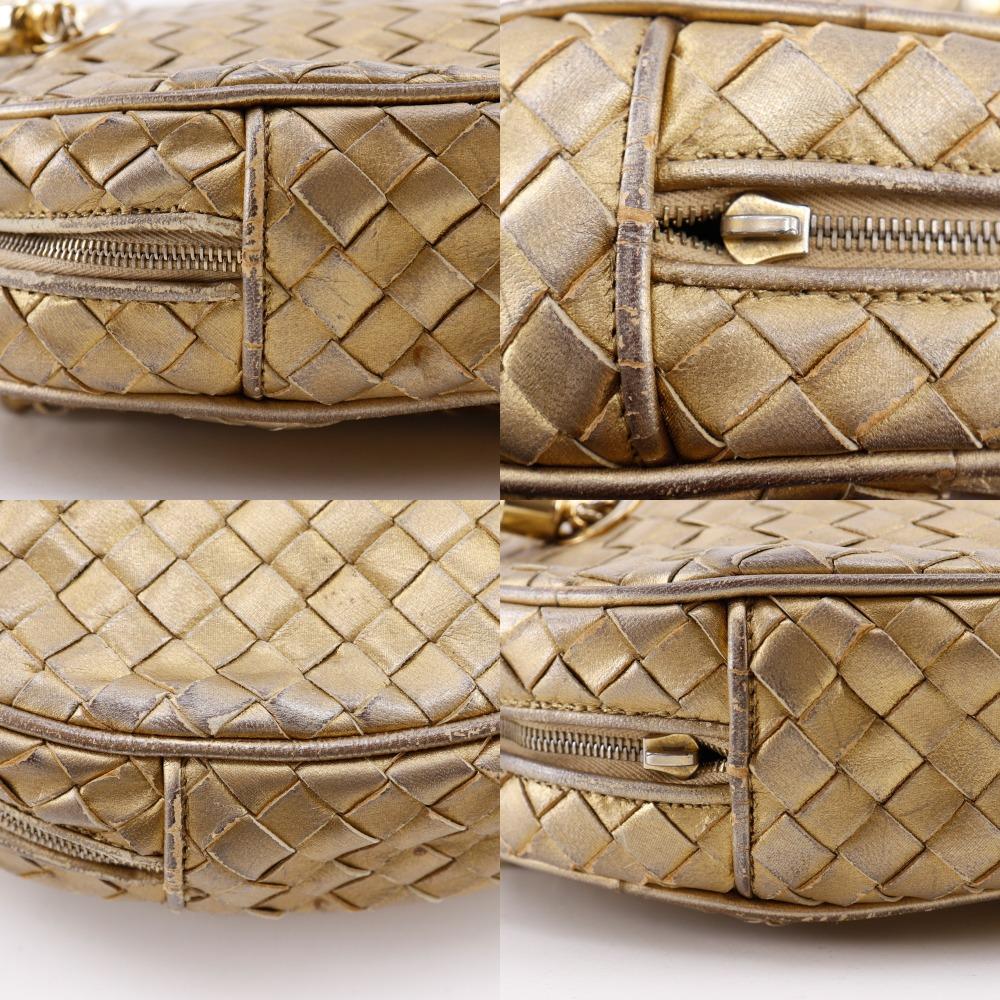 BOTTEGAVENETA Intrecciato Shoulder Bag Gold Calfskin Women Used