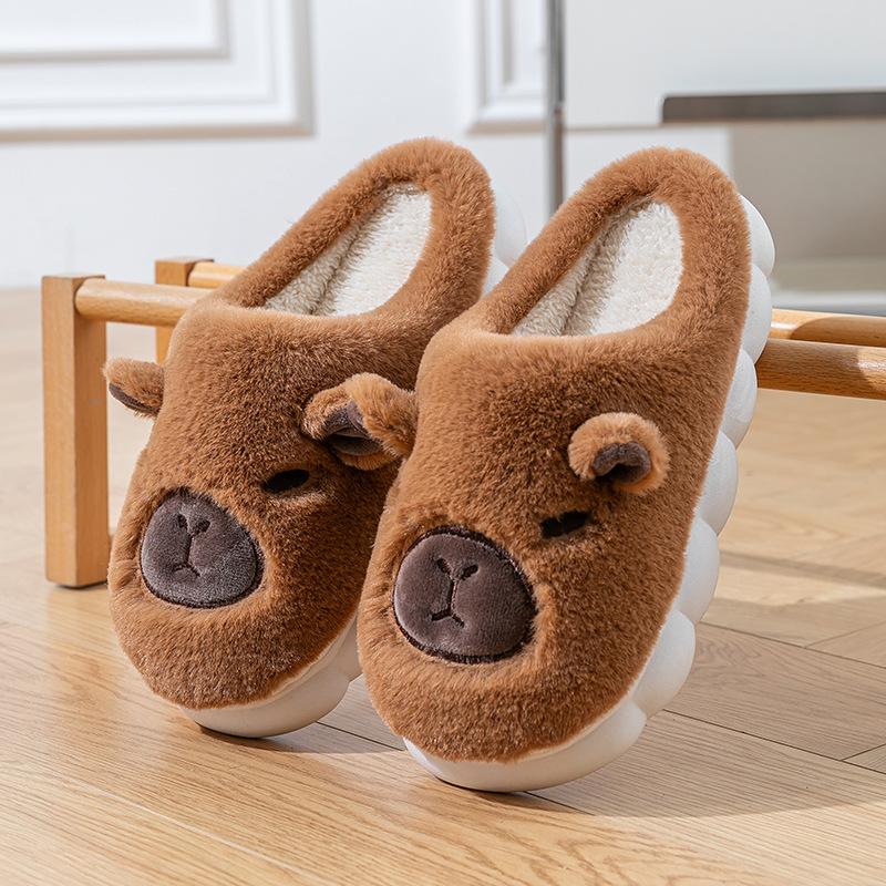 Cute cartoon cotton slippers women's autumn and winter indoor home non-slip warm plush thickened plush kitten cotton mop