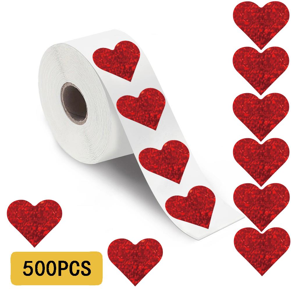 500PCS Red Heart Shaped Shape Roll Sticker Phone Gift Living Room Creative Coffee Phone Skateboard Art Picture Luggage Paintings
