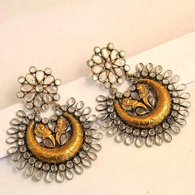 Gold-Finish-Kristall-Ohrring aus 925er-Sterlingsilber für Damen