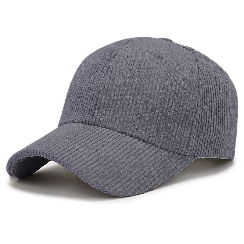 Corduroy baseball cap men's and women's autumn and winter new solid color cap thermal visor fashionable simple hat