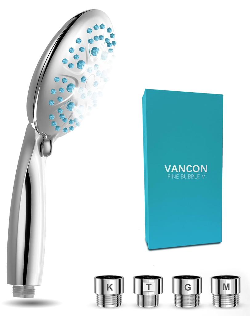 VANCON Shower Head Micro Nano Bubble Water Saving Chlorine Removal Shower Head 5 Stage Mode High Cleaning Power Massage Scalp Care Skin Care Dirt