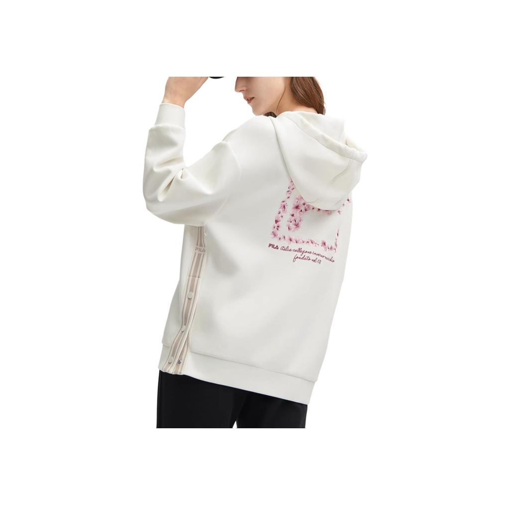 Fila Heritage Series Printed Letter Hoodie Women Sweatshirt Cloud-Mushroom-White F11W418214F-WT