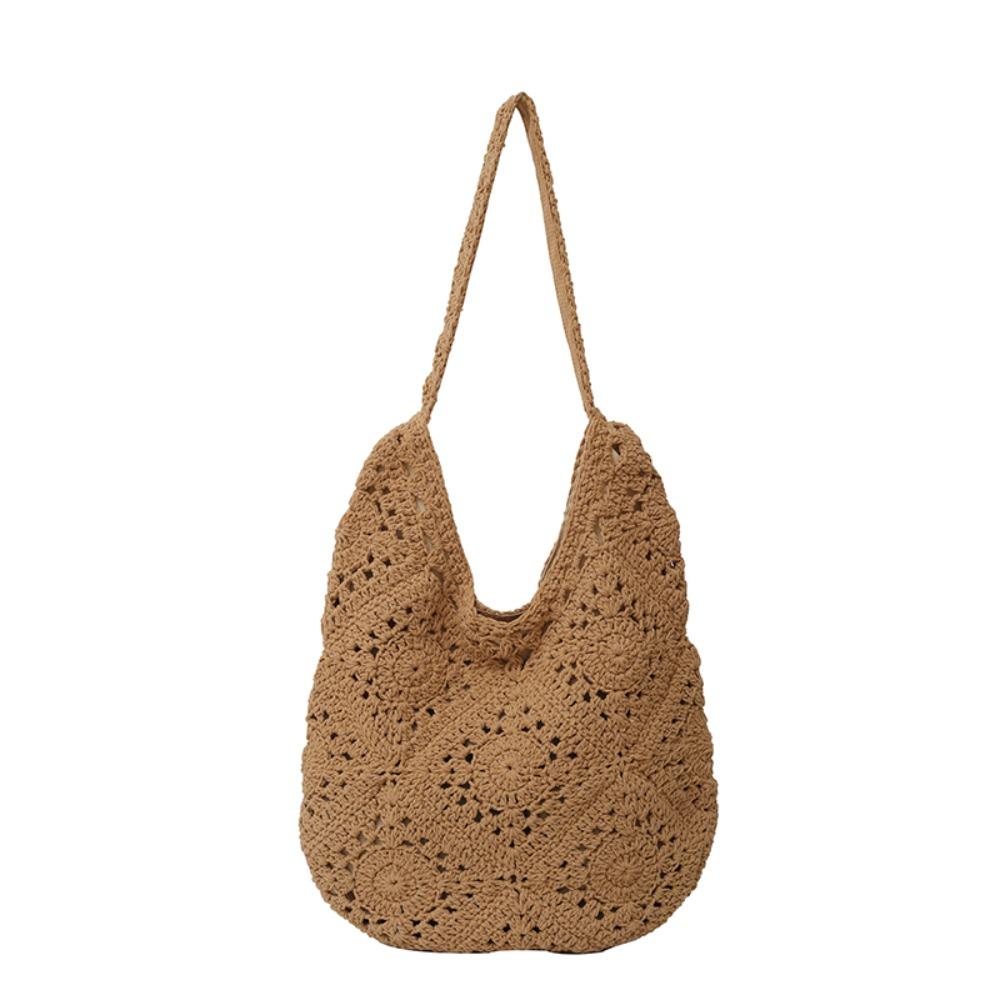 Lazy Style Crochet Shoulder Bag Large Capacity Tote Bag Trendy Women Straw Woven Bag  Ladies