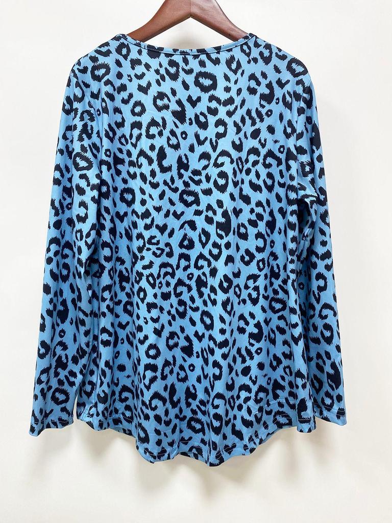2024 European & American Leopard Print Casual Long Sleeve for Autumn/Winter