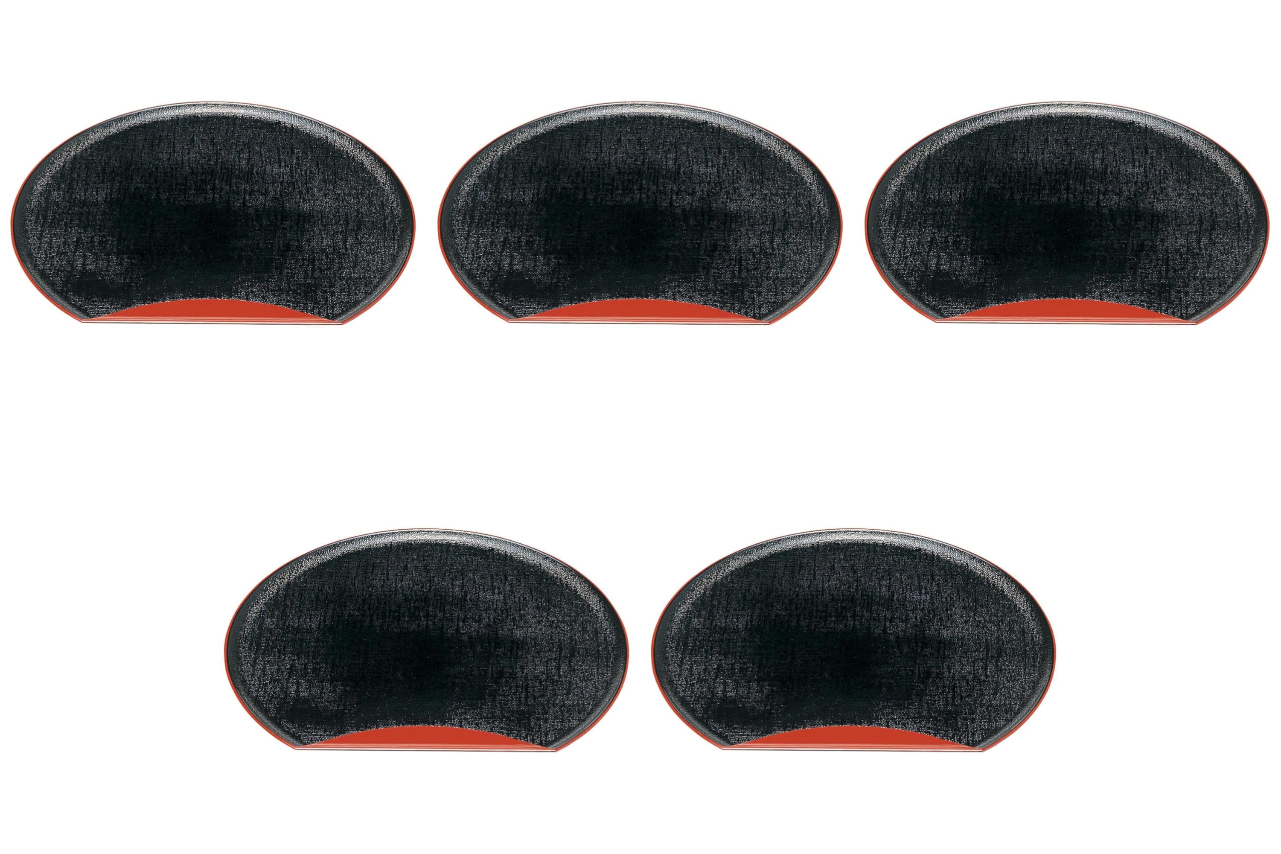 

Set of 5 [A] Cloth-patterned Sunrise Trays, Black Cloth-patterned, Vermilion NS, 9 inches [27.2 x 24.4 x 1.2 cm] Trays, ABS Resin, Setomonohonpo