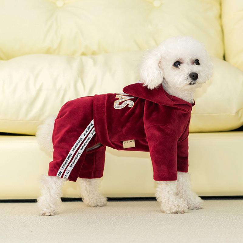 

Dog Clothes for Small Dogs Cat Warm Winter Pet Clothing Soft Velvet Overalls Puppy Girl Hoodies Jumpsuit Sweatshirt Chihuahua XS（old） красный