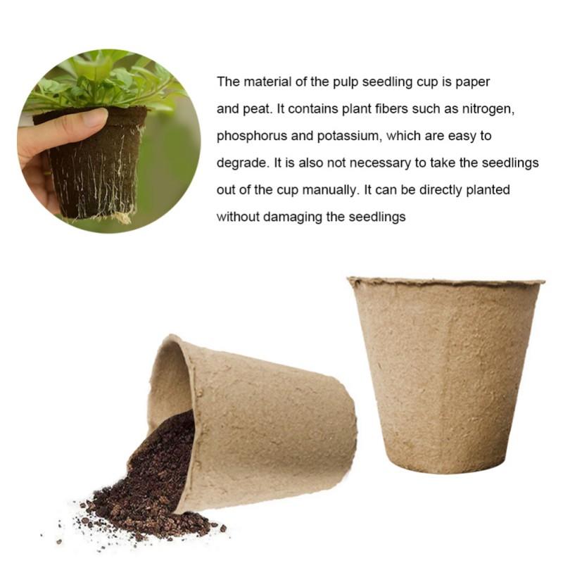 10/50/100pcs Paper Nursery Pots Planter Set Round Biodegradable Seedlings FlowerPot Garden Balcony Cultivation Tray Nursery Cup