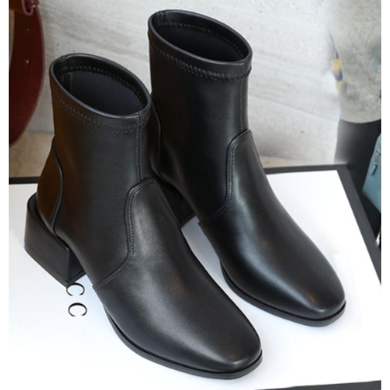 Size 32-43 Thick Heel Women Short Boots Fashion Slimming Ankle Boots Classic Style Autumn Winter Female SquareToe Women Boots