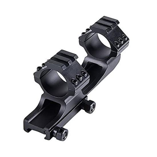 HWZ 1-inch 25.4mm 30mm Scope Mount Solid Black Cantilever Flat Top Dual Ring Adjustable