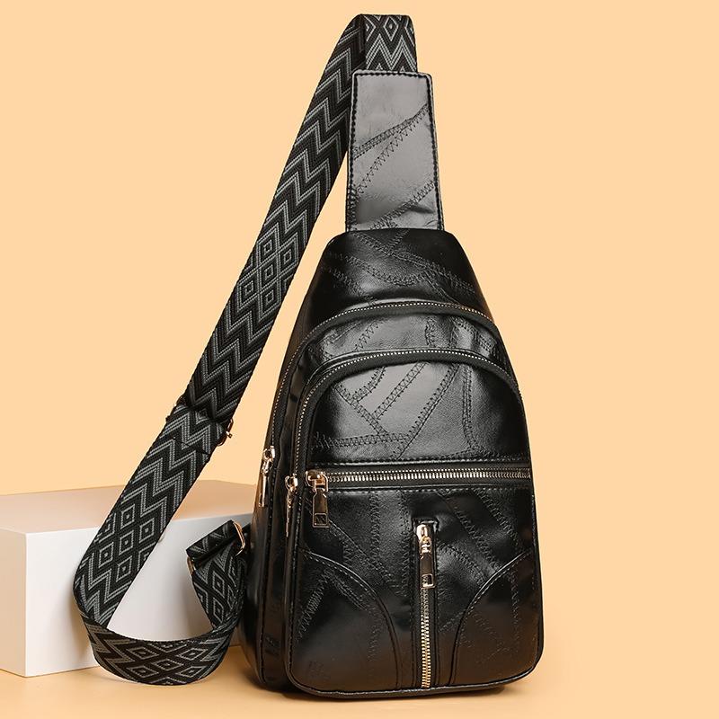 Casual Splicing Soft Leather Messenger Bag Fashion Trend Large Capacity Simple Shoulder Bag Women's Versatile Breast Bag
