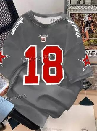 Men's digital print short-sleeved jersey sweatshirt football t-shirt retro casual top men's loose clothing