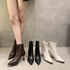 Fashion 2025Women Slim Ankle Boots Fashion Elegant Pointed Toe Soft Leather Shoes Thin High Heel Autumn Winter  Morder Short Booties