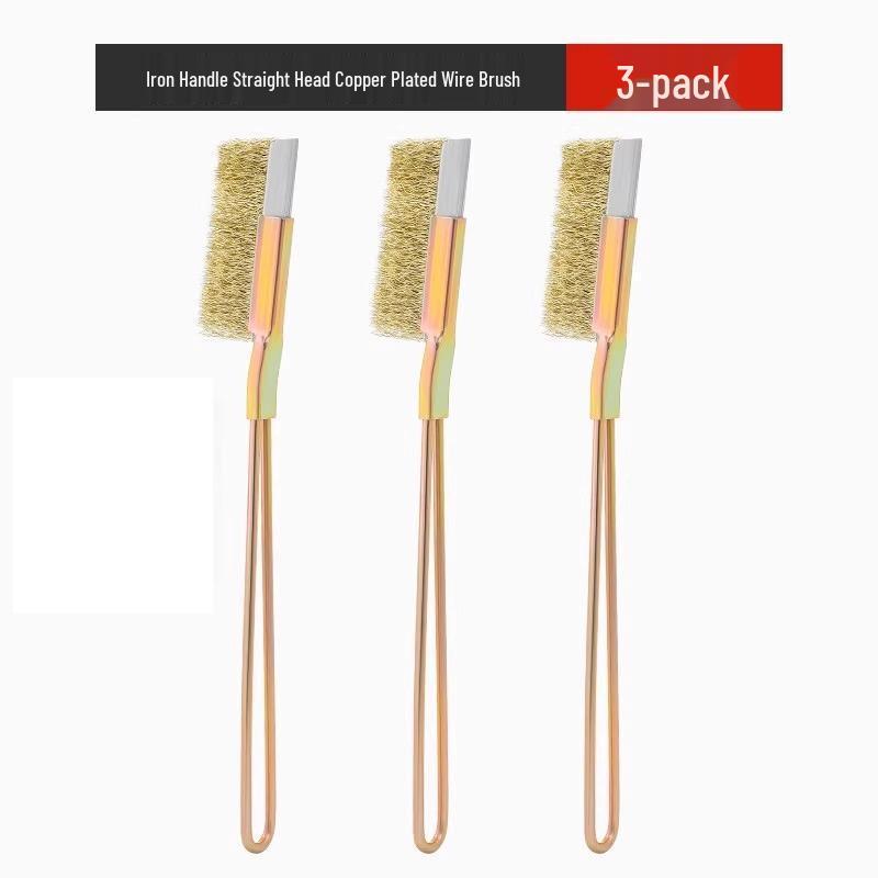 Long-Handled Stainless Steel & Copper Wire Brush for Rust and Groove Cleaning