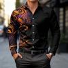 Men's long sleeved shirt light mature style single-sided totem print men's black long sleeved shirt European and American workpl