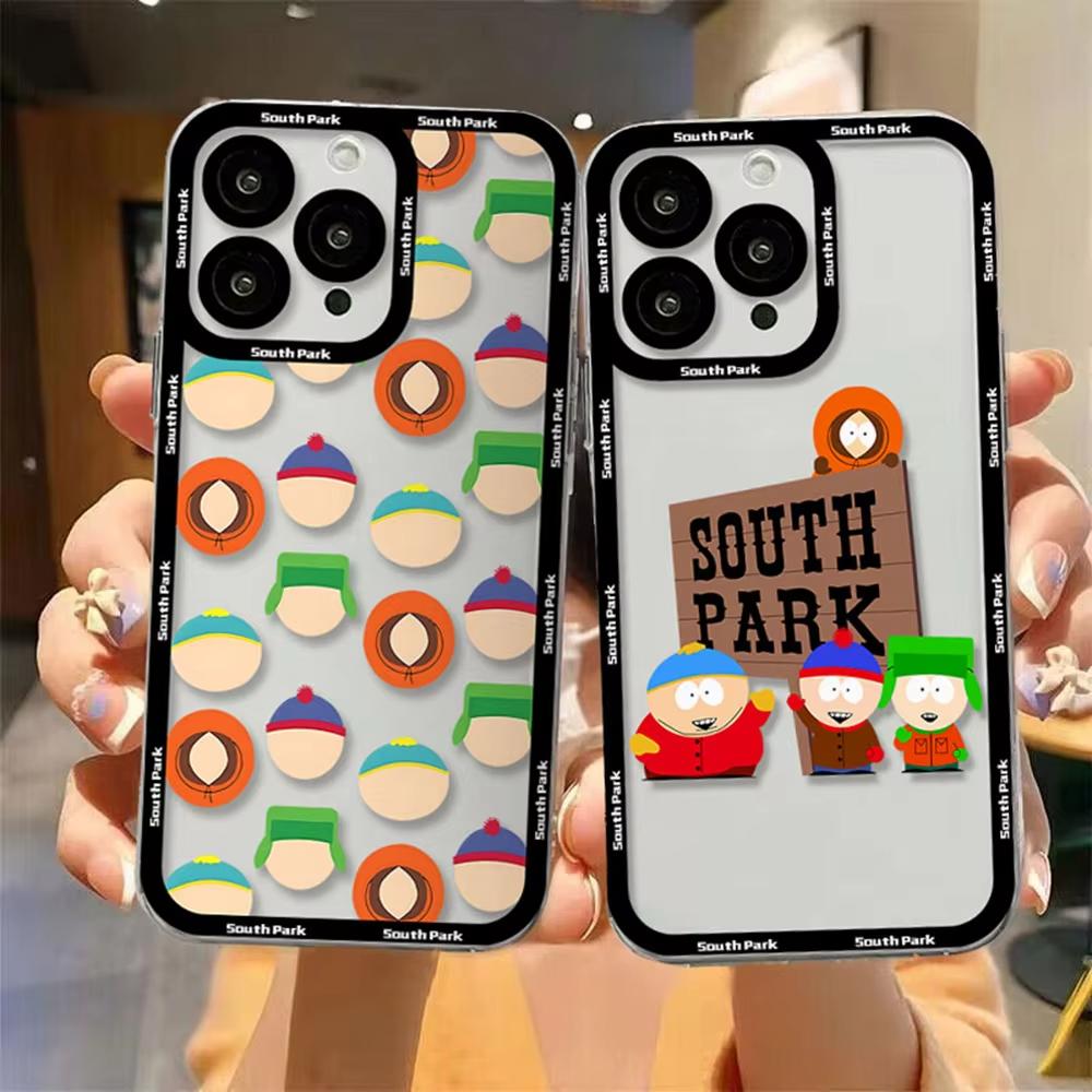 Divertente Custodia per Telefono Carina S-South-Park Per iPhone 17 Air 16 e 15 14 13 12 11 Pro Max Plus Mini SE Trasparente Morbida Cover Posteriore in TPU