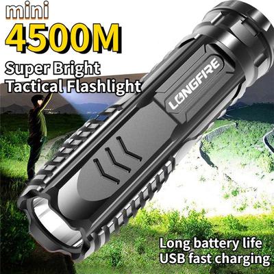 Linterna Recargable Multifuncional USB Portátil para Exterior Hogar Linterna Pequeña Luz de Emergencia para Camping Linterna de Autodefensa
