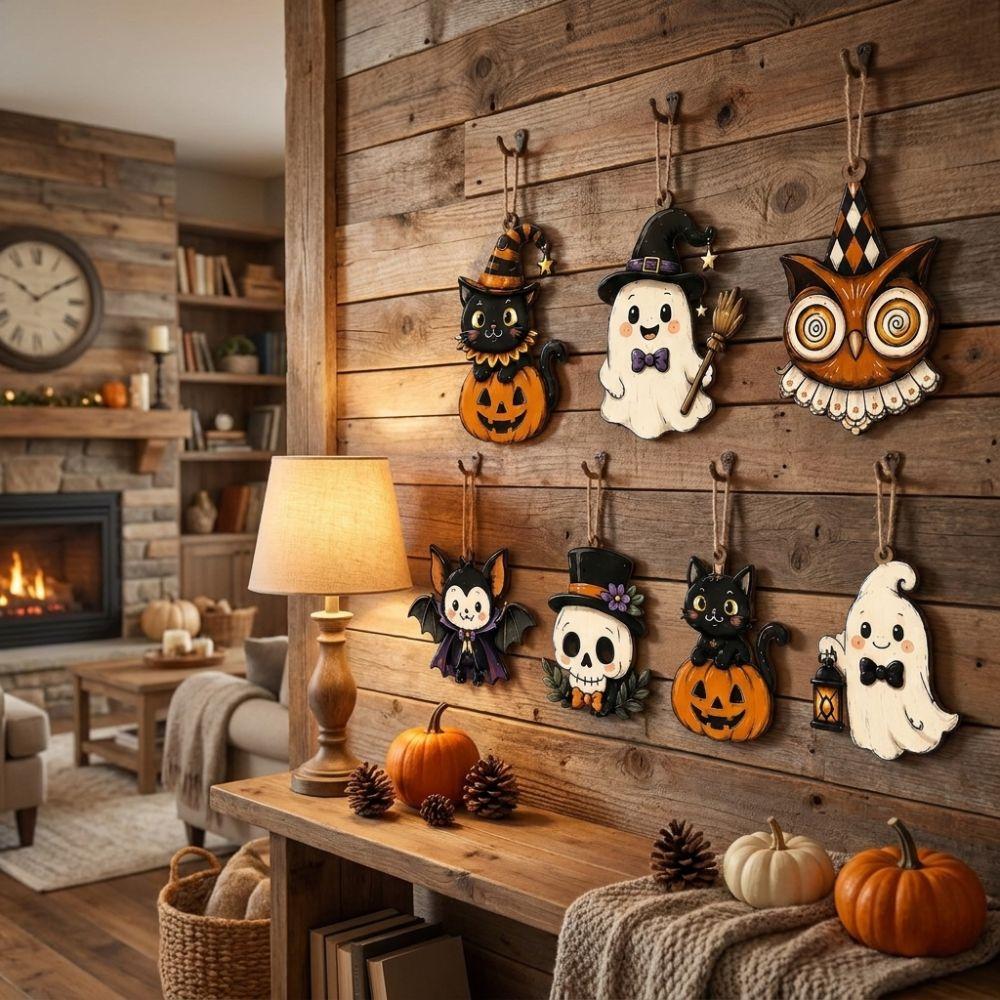 Vintage Halloween Hanging Ornament Cartoon Pattern Halloween Tree Hanging  Room Decoration