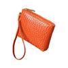 Clutch Bag Crocodile Pattern Smooth Zipper Solid Color Hand Ring Waterproof Faux
