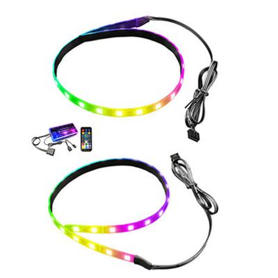 2pcs RGB LED Strip with Magnetic Tape 40cm with 5V 3 Pin Argb Remote Control for Computer Cases Motherboard Sync Music Rhythm