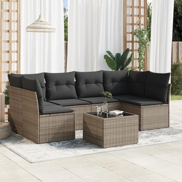 VidaXL Garden Lounge Set with Cushions 7 Pcs, Sofas with Adjustable Feet, Outdoor Furniture Set Patio Terrace, 3249239