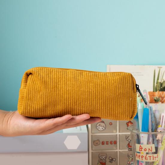 Corduroy Pencil Case Soft Small Pencil Pouch Organizer with Zipper Multifunctional Travel Makeup Coin Bag for Girls