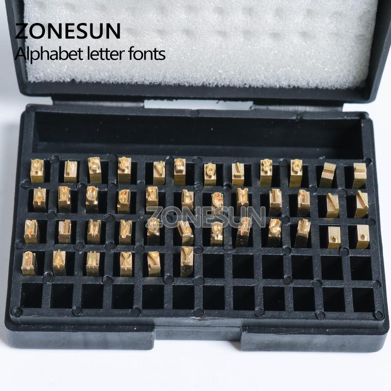 ZONESUN A-Z 0-9 Characters Letters Numbers Hot Stamping Copper Letter for ZY-RM5/ZY-RM5-E/ZY-RM5-E2 Ribbon Coder Date Printer