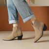 Fashion Fashion Women's Ankle Boots 2024 Winter Autumn Casual Short Boot Female Shoes Faxu Suede Beige Black Wedge Heels Large Size 48