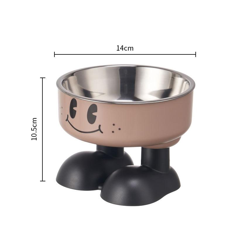 Cute Cartoon Elevated Cats Feeder Bowl Pet Neck Protection Stylish Stainless Steel Large-Capacity Anti-Choking Raised Pet Bowl
