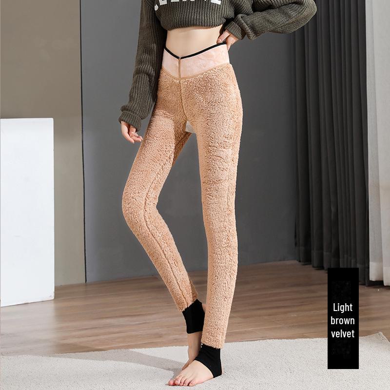 Women's High-Waisted Super Thick Velvet Leggings - Warm Winter Outerwear