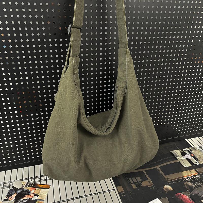 Crossbody Bag Women's Retro Large-capacity Trendy Simple Tote Bag Casual Lazy Wind Shoulder Canvas Bag