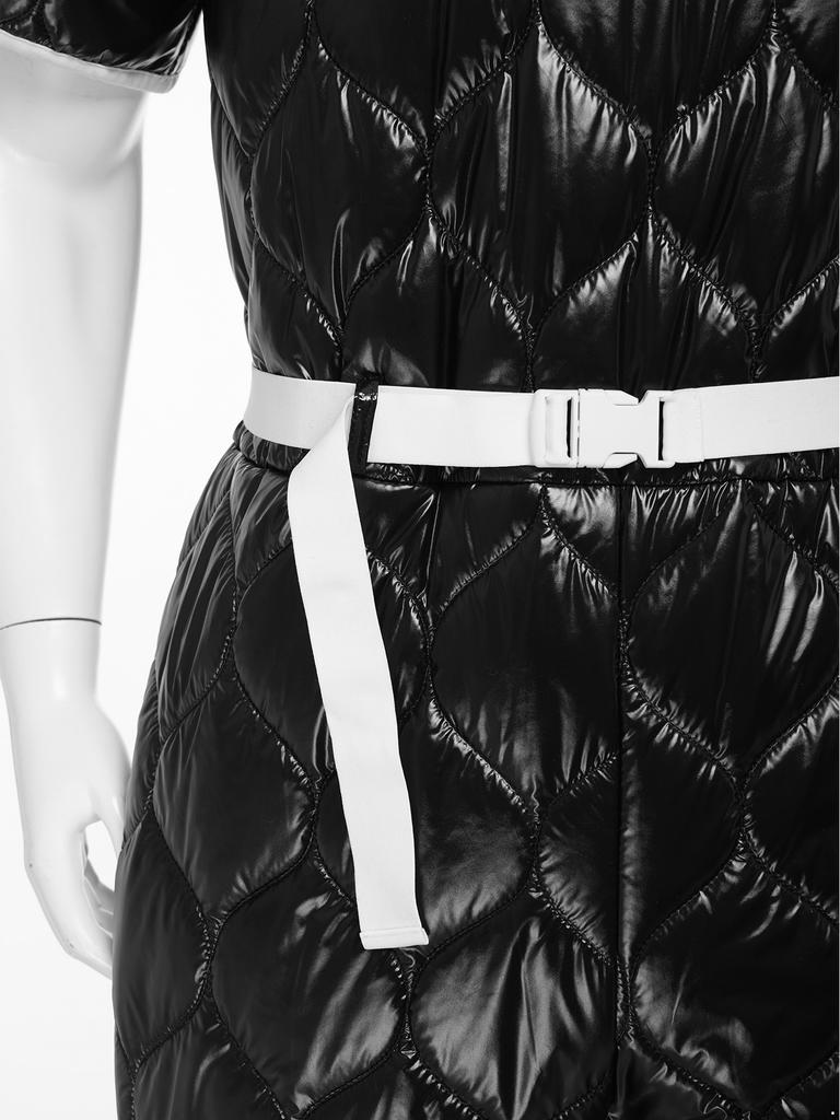 Men Short Sleeve Padded Jumpsuit Water Resistant Back Invisible Zipper Thigh Length Bodysuit with Pockets Adjustable Belt for Easy Dressing