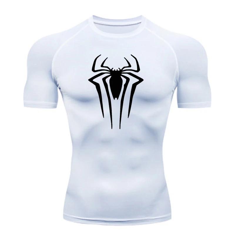 Muscleguys Black Spider Running T-Shirts Compression Shirt Men Fitness Gym Sport Rashgard Tops Tee Quick Dry Short Sleeve T-Shirt For Men