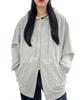 WEGO Figments Zip Foil Double Zip Korean Loose Size Heather Gray Hoodie, Print, Hoodie, Sweatshirt, Outerwear, Streetwear, Style, Fit, Gift, Spring,