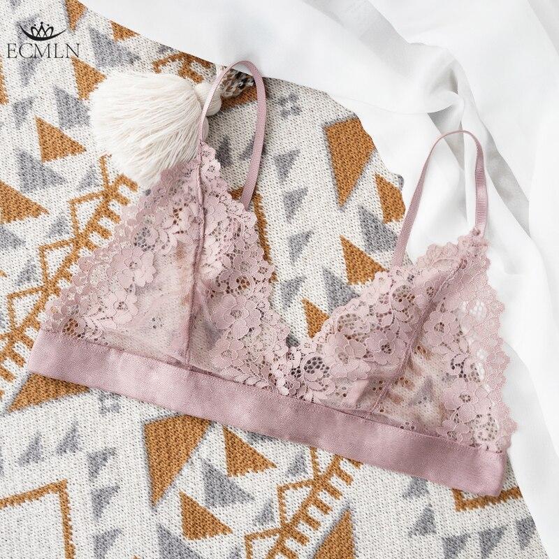 Женский сексуальный кружевной бюстгальтер, беспроводное нижнее белье, ультратонкий бюстгальтер, женское нижнее белье с цветочным принтом, бюстгальтер-бралетт L розовый