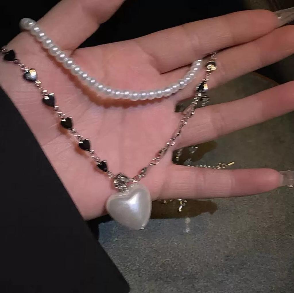 2026 Trendy Vintage Pearl Heart Pendant Stacked Necklace For Women Charm Personalized Neck Jewelry Accessories