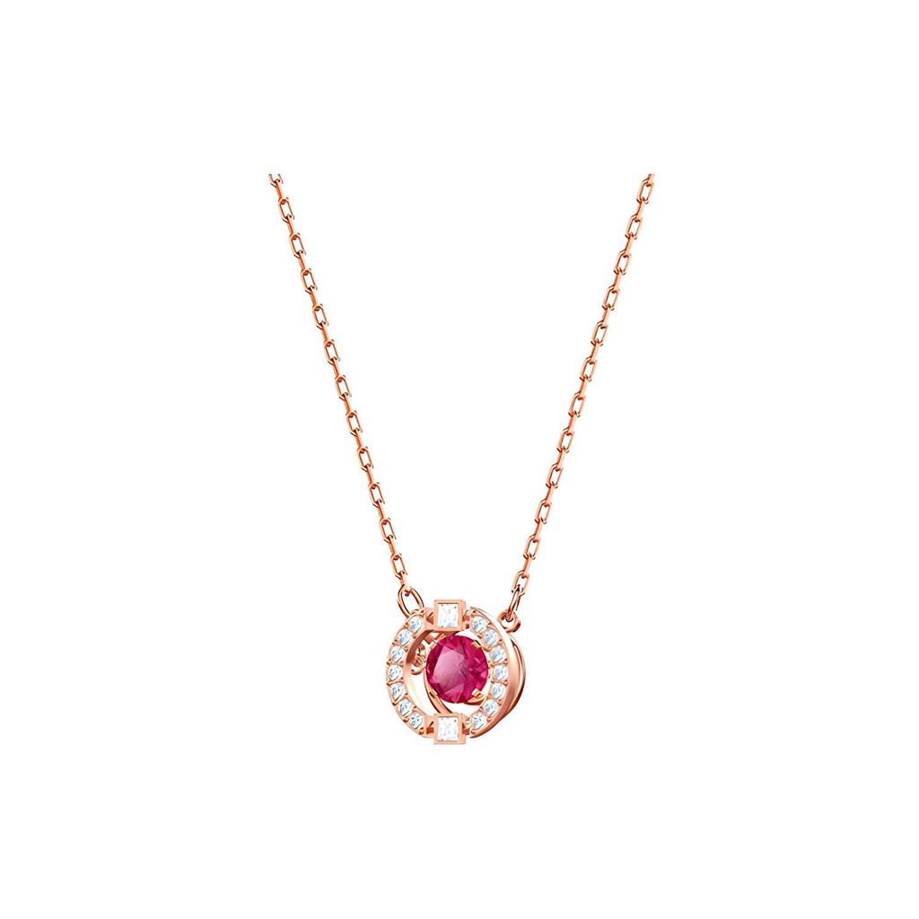 Swarovski Funkelndes Tanz-Rund-Set Kristall-Steckohrringe Halskette Damenschmuck Roségold Rot 5480494