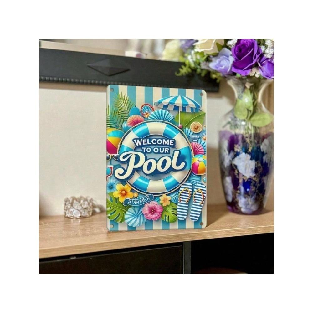Welcome To Our Pool Retro Metal Sign Wall Art Decor