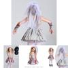Horror Graues Blutbeflecktes Geisterbraut Kostüm für Halloween Prinzessinnenkleid mit Spitze und transparentem Stoff