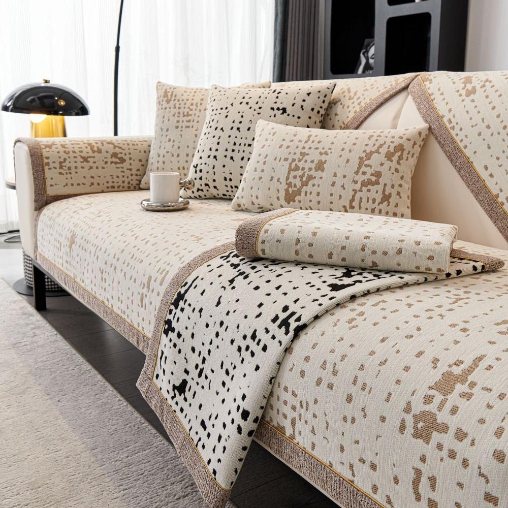 Living Room Non-Slip Armrest Backrest Sofa Cushion Mat Universal Chenille Sofa Slipcover Luxury Fleck Sofa Cushion Covers
