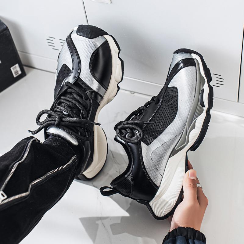 2025 summer sports mesh casual men's shoes platform tide with dad shoes youth outdoor travel shoes