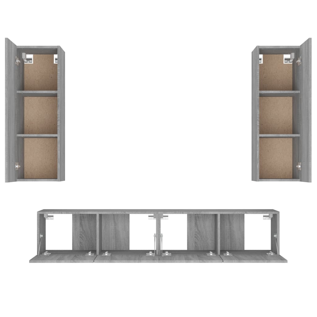 4 piece TV cabinet set grey Sonoma particleboard