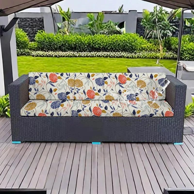 Rutschfeste Outdoor-Sofa-Kissenbezüge mit tropischem Druck, Möbelschutz, Ersatz für einzelne Sitzkissen