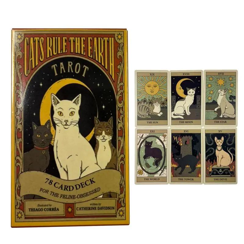 Cats Rule Earth tarotové karty A 78 Oracle English Visions Divination Edition Deck Borad Hraní her