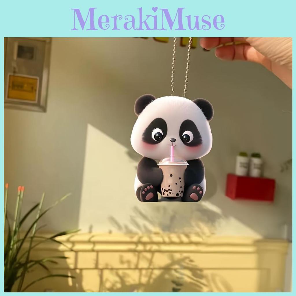 Acrylic Stylish Panda Pendant Whimsical Car Interior Decoration For Keys Bags And