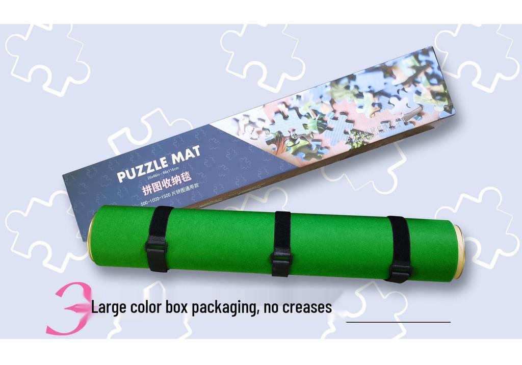 Crease-Free Puzzle Storage Mat for 500-1500 Pieces with Color Box Packaging