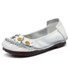 Fashion New Spring Summer Genuine Leather Shoes Women Flats Flowers Soft Flat Cow Leather Shoes Blue Black White Yellow Red D419