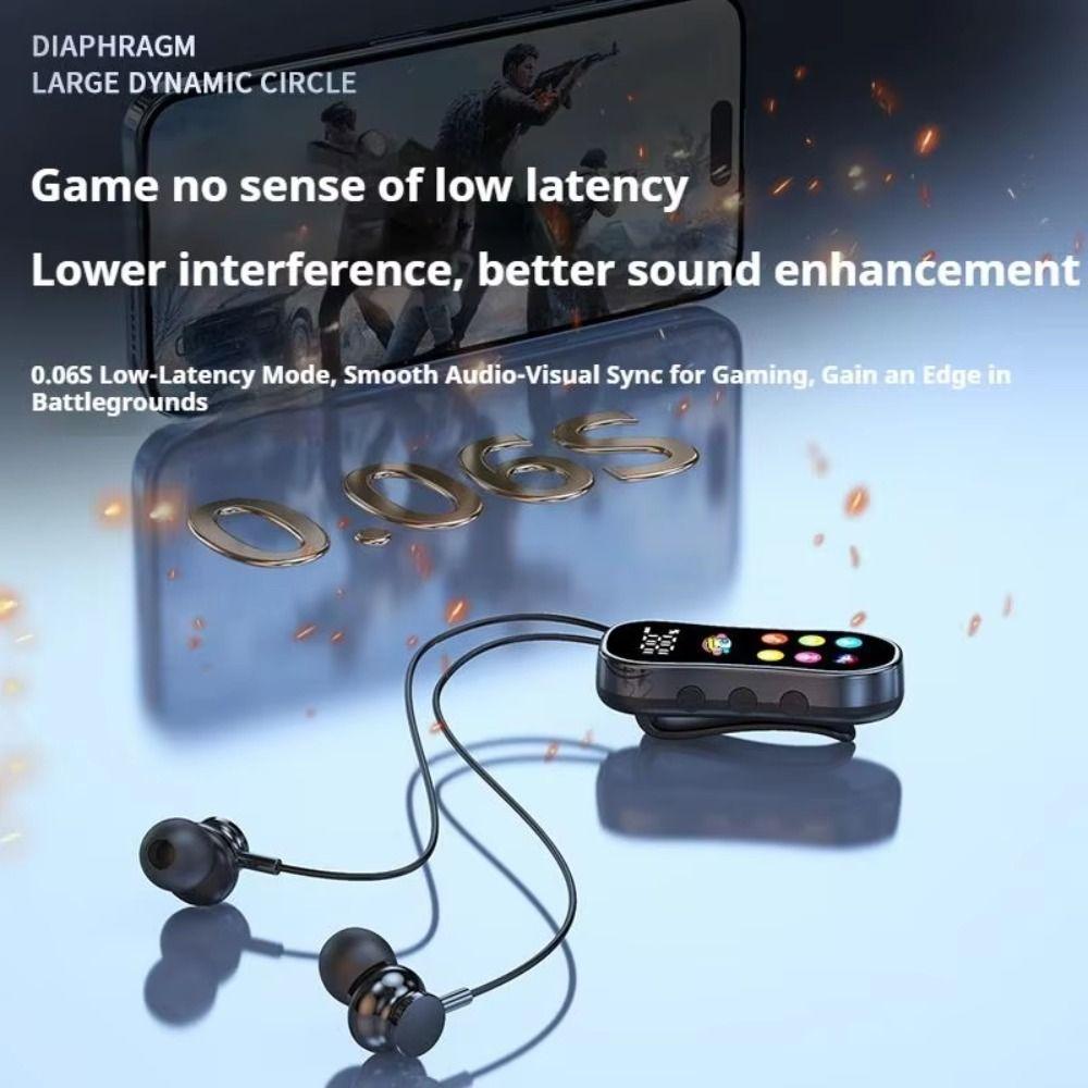 LED Screen Lavalier Bluetooth Earphones Card Insertion Wireless Headphones  HD Calling