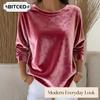 Blusas y camisas informales de manga larga con cuello redondo y estampado de Color sólido a la moda para mujer